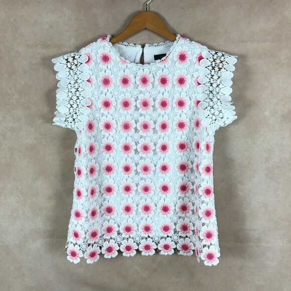 J.CREW Floral Embroidered Crochet Top NEW XS - Picture 7 of 7